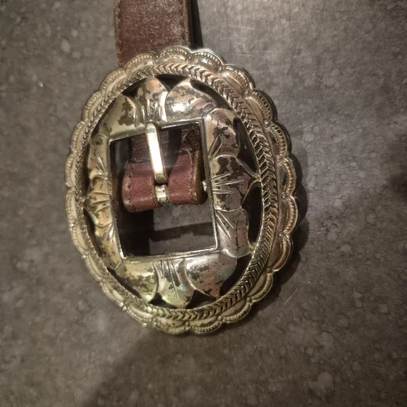 Silver and Brown  Brighton Concho Belt - Picture 6 of 9